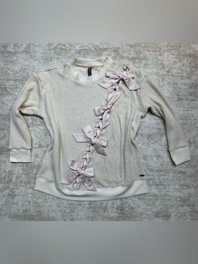 Adore Me Ivory Glitter Bow Sweater S Coquette Balletcore LoveShackFancy Vibes